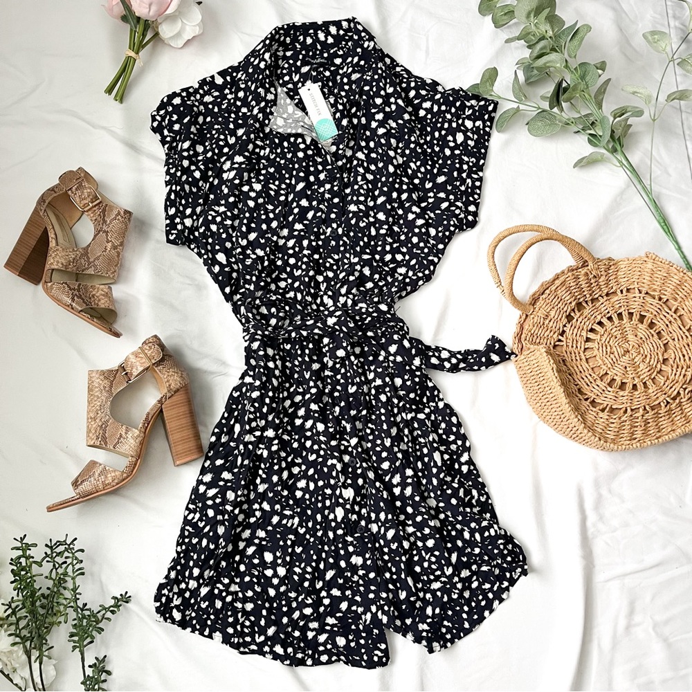 BNWT Stitch Fix Navy Belted Shirt Dress Size M
